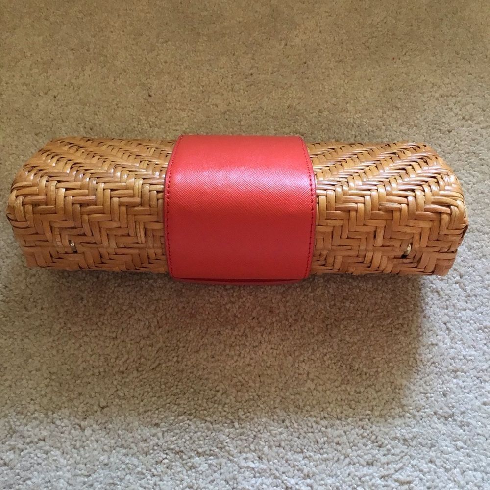 Tory Burch Orange Wicker Rattan Clutch - Picture 5 of 9